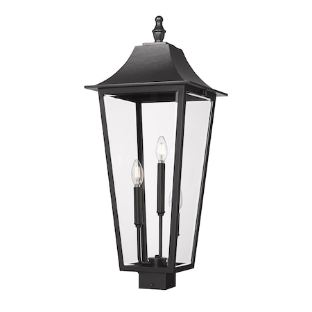 Z-Lite Gannon 3 Light Outdoor Post Mount Fixture, 12in. W x 30in. H, Black 5008PHXLS-BK